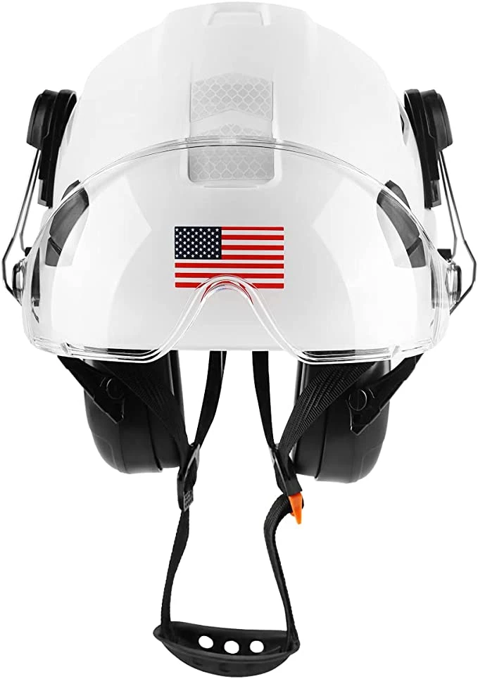 Safety Helmet Hard Hat with Visor and Ear Protection Adjustable Lightweight Vented ABS Work Helmet