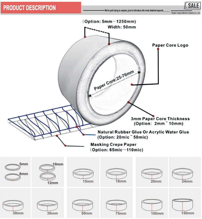 High Temperature Crepe Paper Adhesive Masking Tape China