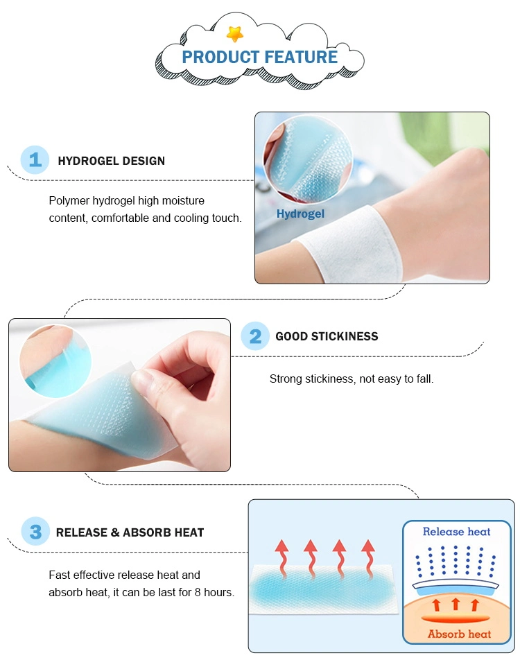 Basic Customization Child Care Products Blue Hydrogel Reducing Fever Cooling Patch for Baby